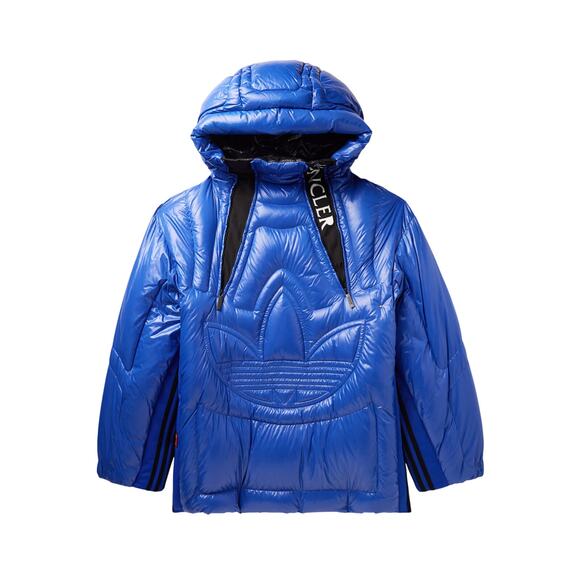 RARE Moncler x Adidas Chambery Down Jacket 3/ L Blue Quilted Side Snap NWT - Picture 1 of 16